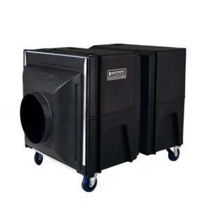 Abatement Technologies H2080P inlet manifold mounted on Bulldog negative air machine