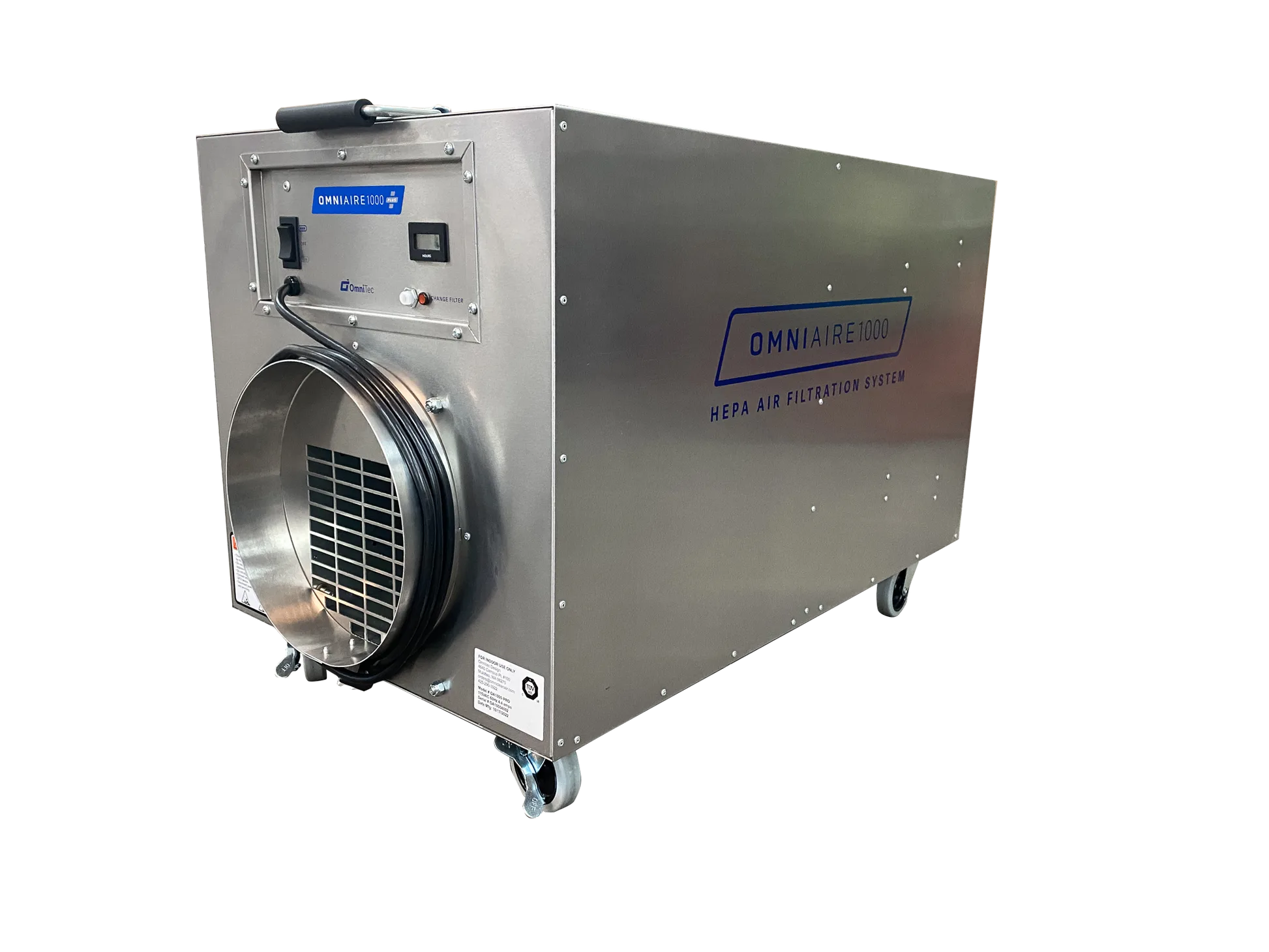 Omni CleanAir OA1000 PLUS-A Negative Air Machine side view showing compact design