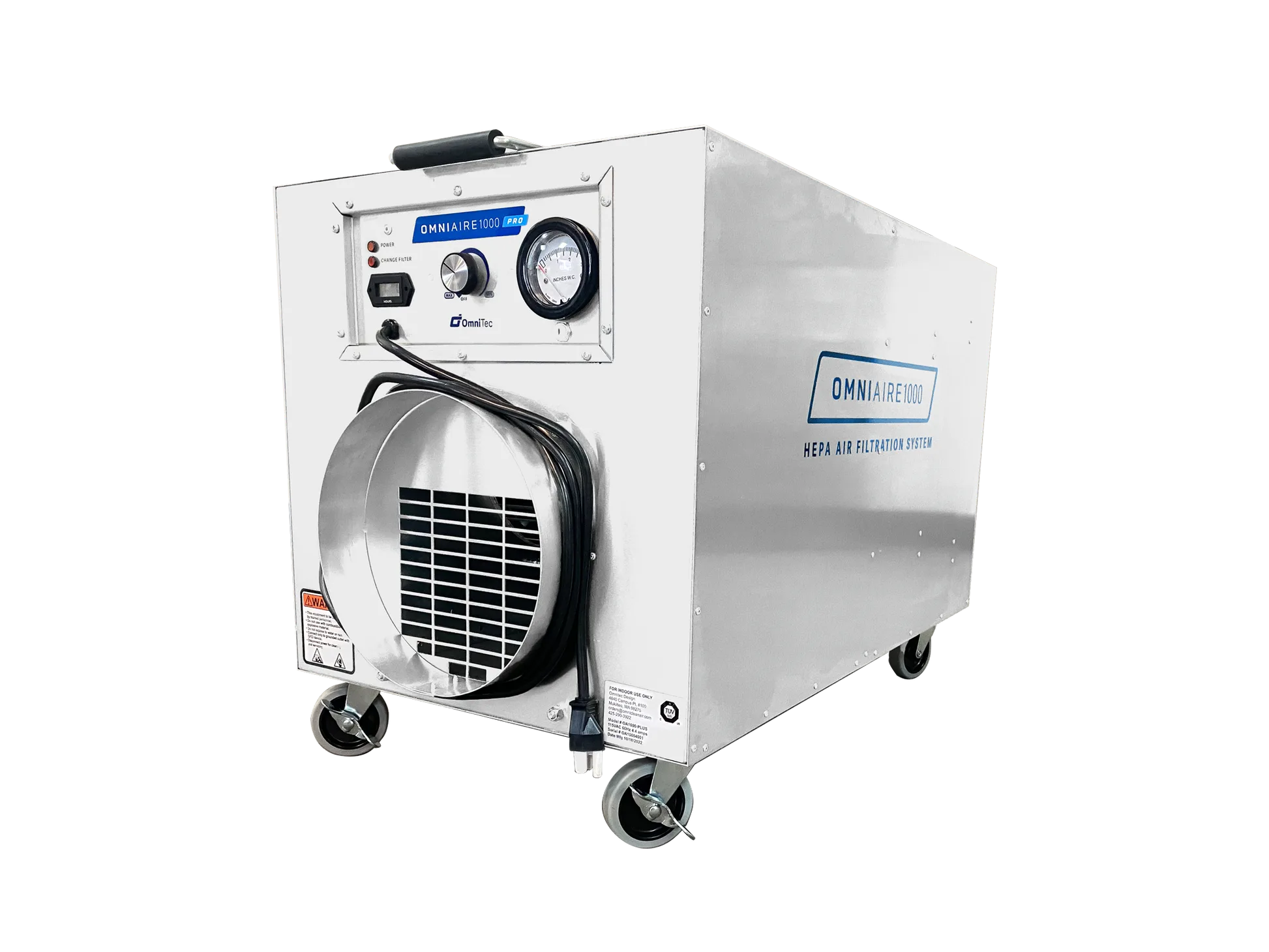 Omni CleanAir OA1000 Pro-P HEPA Negative Air Machine with 1000 CFM airflow for professional abatement and water damage restoration