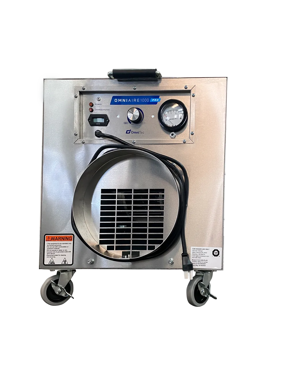 Omni CleanAir OA1000-PRO Negative Air Machine with 99.99% HEPA Filter and Variable Speed Control for Professional Remediation