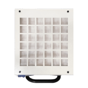 OmniAire 1200PAC 230V showing control panel and hospital-grade casters
