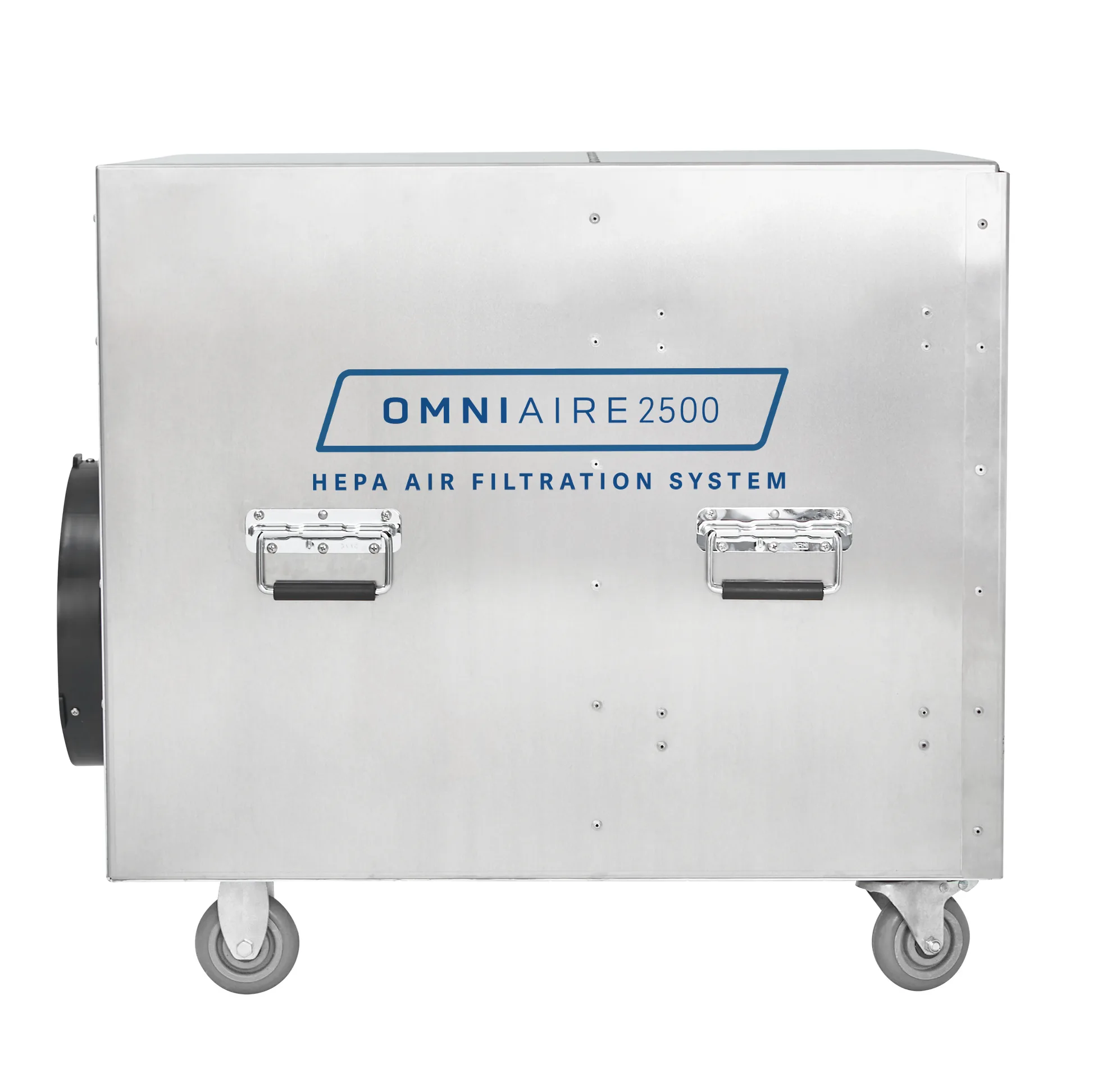 Omni CleanAir OA2500 PLUS Negative Air Machine Side View Showing Aircraft Grade Aluminum Construction