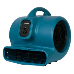 XPOWER P-600A Air Mover right angle view showing compact design and 4 positioning angles