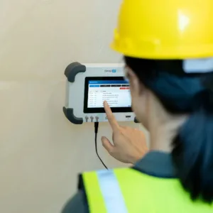 Worker using Omni IQ G700 mounted on containment wall
